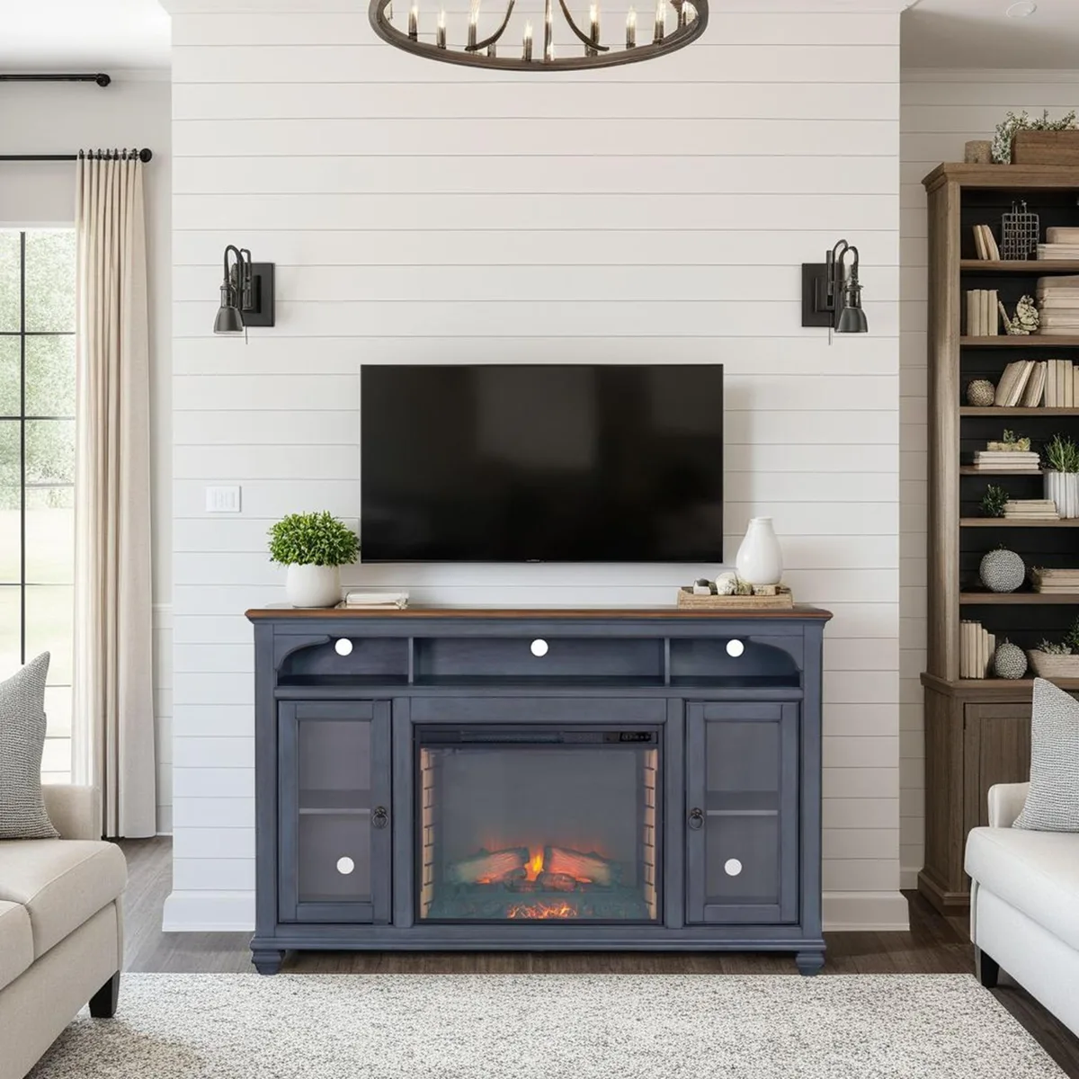 tuphen tuphen 66 in Fireplace TV Stand Corduroy Blue 80 in TV home entertainment — product photo