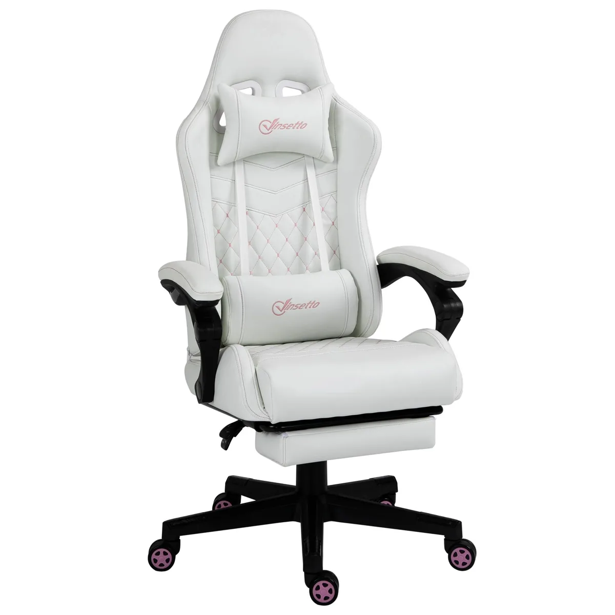 tuphen tuphen gaming chair White and Pink 130° recline 265 lbs — product photo