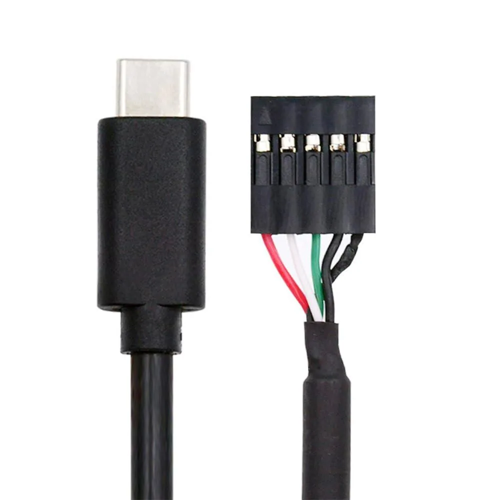 Black 50cm cable with 9Pin 10Pin motherboard header to USB-C connector