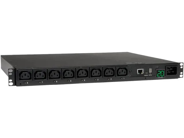 Tripp Lite Tripp Lite PDUMH20HVNET Switched Metered PDU 1U 200-240V 20A 8xC13 L6-20P/C19 8.5ft TAA — product photo