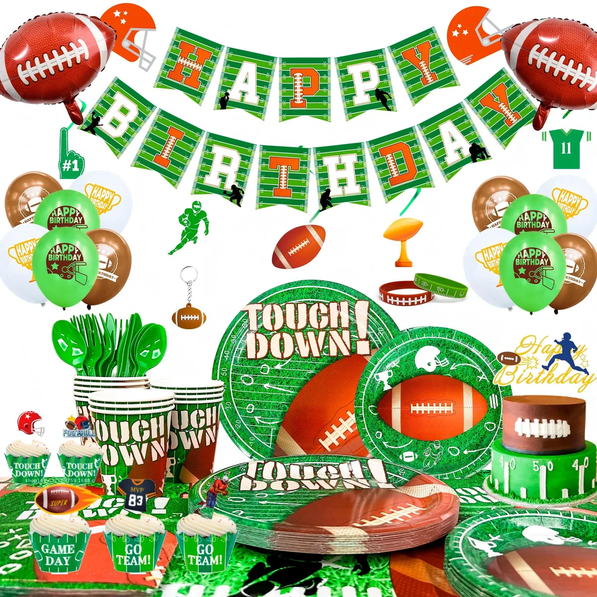 InBoxxarty InBoxxarty 164pcs Football Party Supplies Serves 16 — product photo