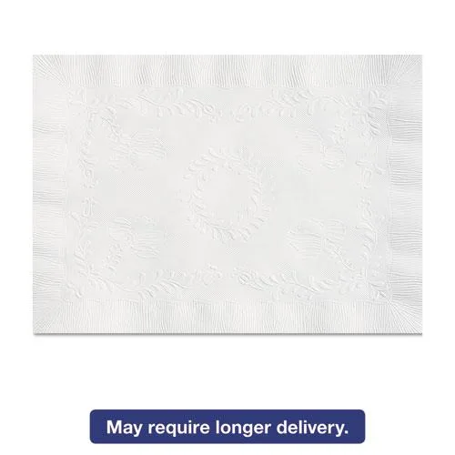 Hoffmaster Hoffmaster HFM TC8704472 Embossed Scalloped Edge Tray Mat 14 x 19 White 1000/Carton — product photo