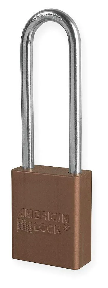 Brown anodized aluminum padlock with extended boron alloy shackle