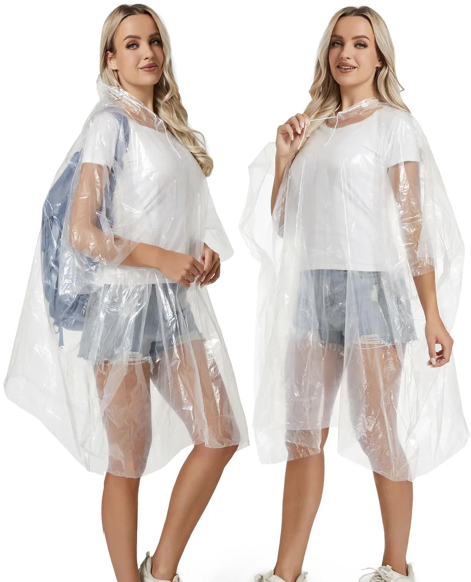 Weatherproof 4-Pack Disposable Rain Ponchos Grey 0.035mm — product photo