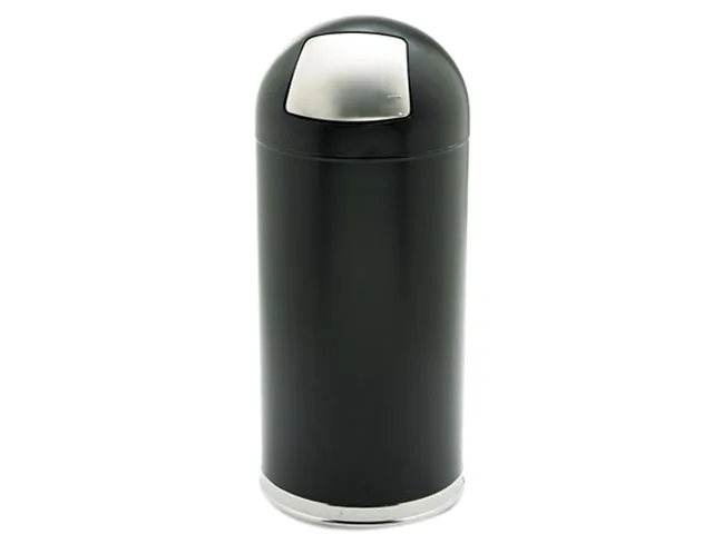 Safco Products Safco Products 9636BL Dome Receptacle, Push Door, Steel, 15 gal, Black — product photo
