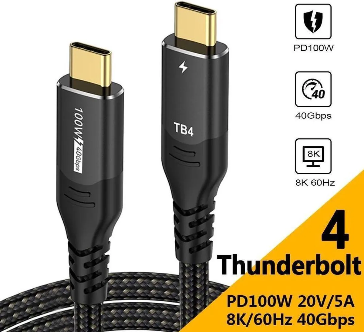SMUGDESK SMUGDESK USB4 Thunderbolt 4 Cable 100W 40Gbps 8K 6.6FT — product photo