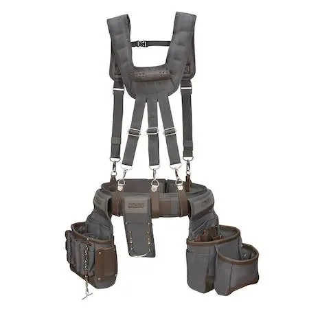 Estwing electrician tool rig with 13 pockets in 1800D polyester and leather