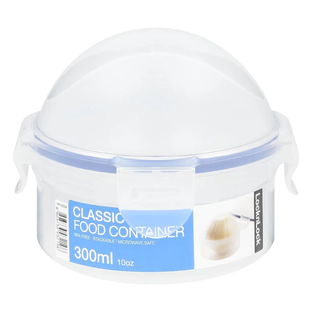 Red onion-shaped food storage container with locking lid
