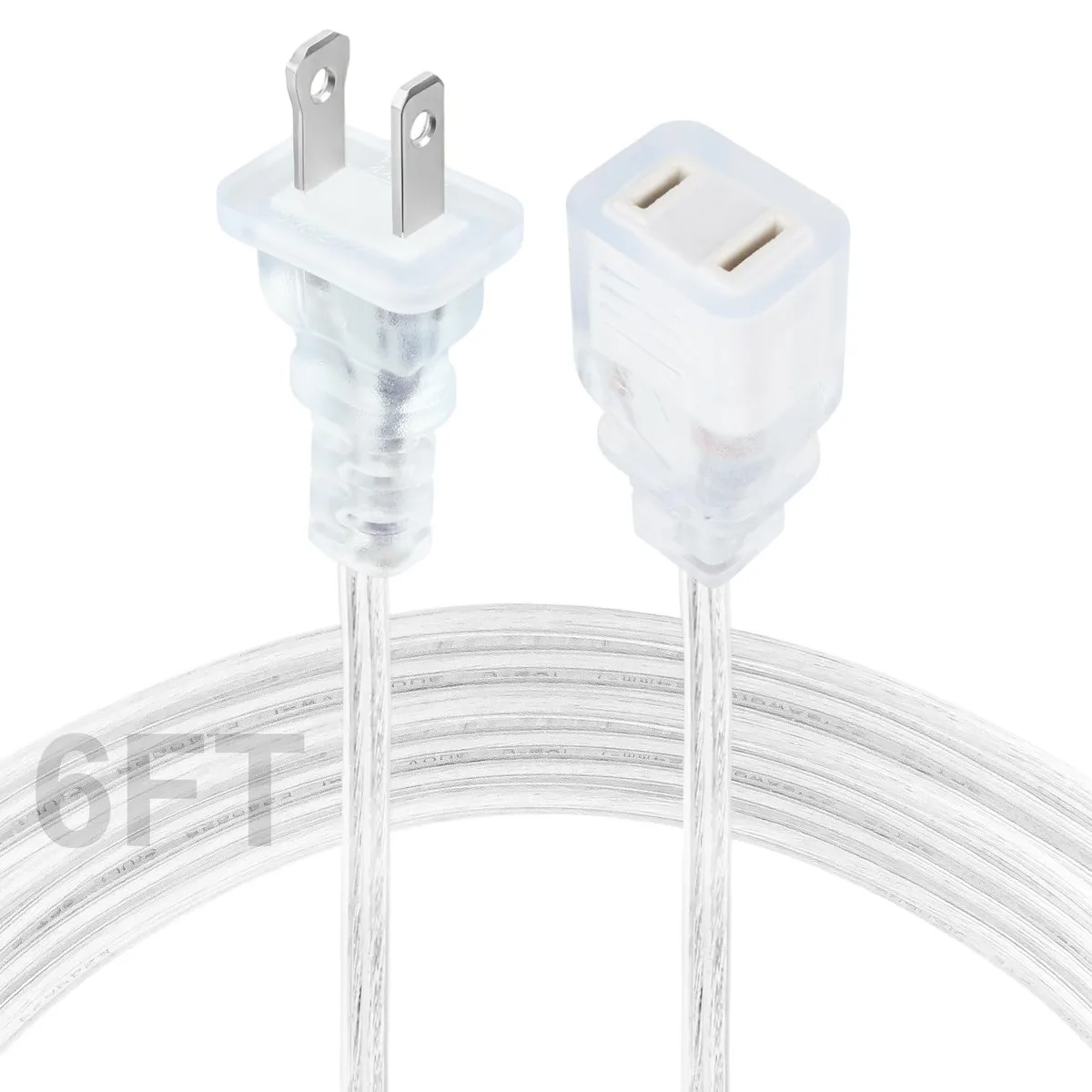  Tovmey Clear 6 ft Power Extension Cord 18 AWG 250V 7.5A — product photo