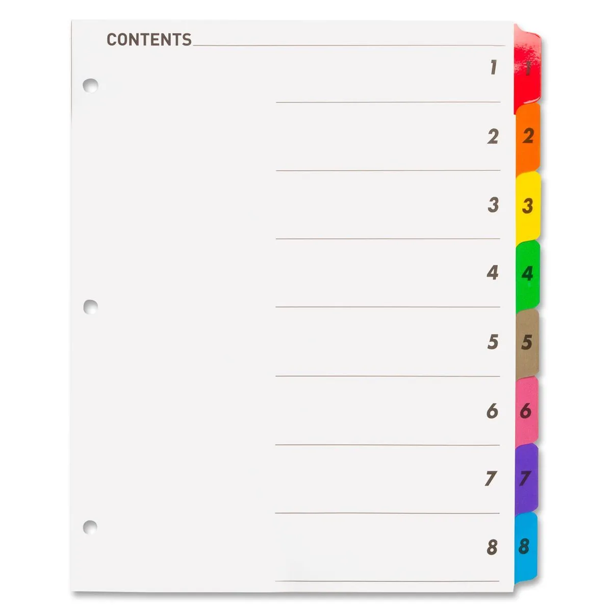 Sparco Products Sparco Products 21901 Index Dividers 8 Tabs White — product photo
