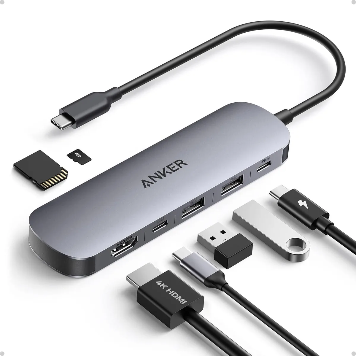 MCHOSE MCHOSE USB C Hub 7in1 4K@60Hz 85W PD 2 USB 3.0 1 USB-C SD TF Card Reader — product photo