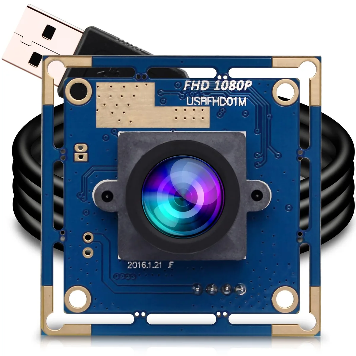Small bare USB 2.0 camera board with 2.1 mm wide-angle lens