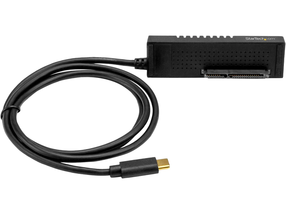 Black USB-C to SATA adapter cable with integrated cord and combo connector