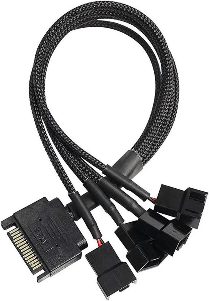Aomoproing Aomoproing SATA to 4 x 3-pin / 4-pin fan splitter cable 10 inch black — product photo