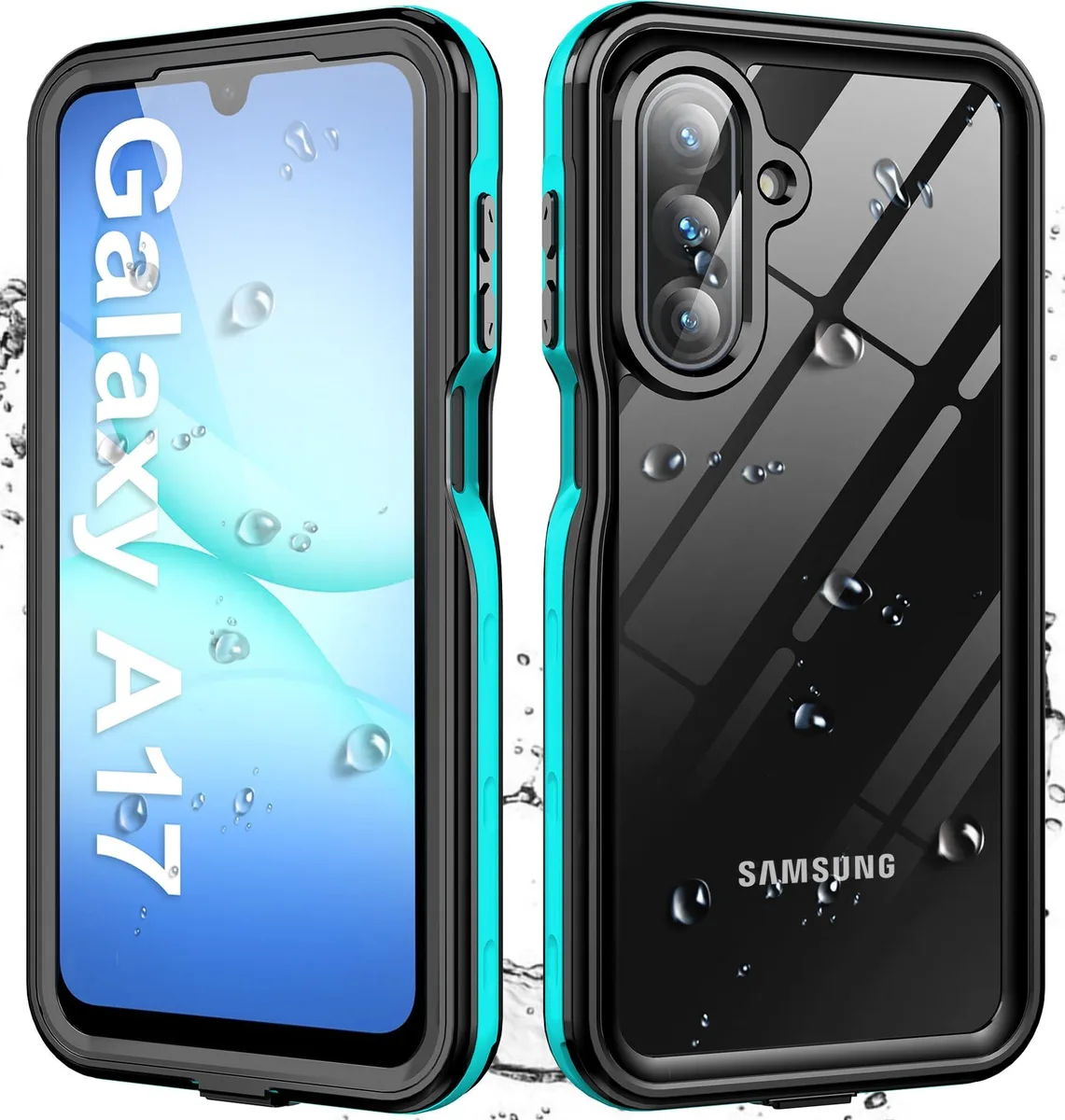 Teal rugged waterproof phone case with built-in screen protector for Samsung Galaxy A17 5G