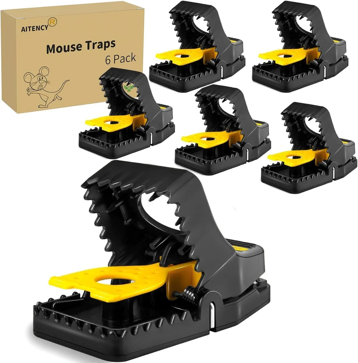 White plastic reusable mouse trap with sensitive trigger plate and spring-loaded jaw, compact rectangular shape for indoor placement