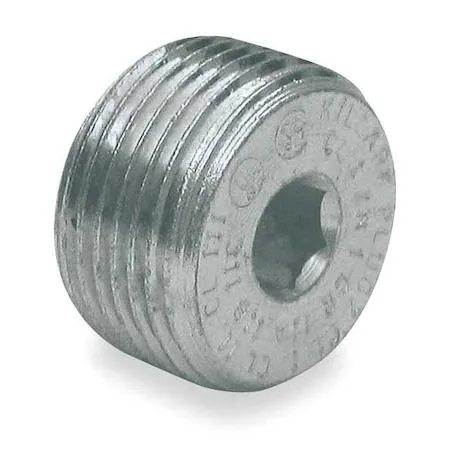 Gray steel threaded conduit plug with powder-coated finish
