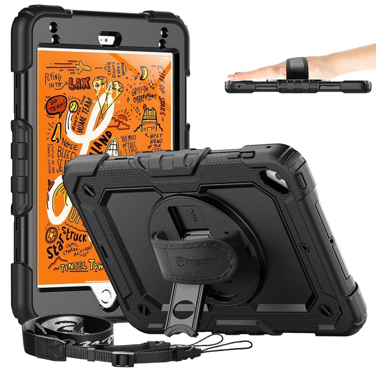TIMECITY TIMECITY iPad mini 5/4 Case with Screen Protector, 360 Stand, Strap, Pen Holder, 7.9" Black — product photo