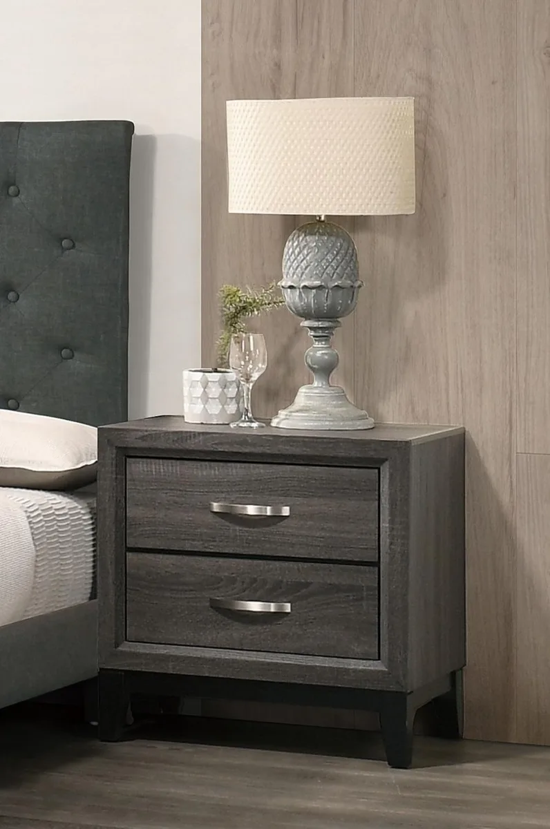 tuphen tuphen Rustic Grey Oak Nightstand 2-Drawer 24x17x25 Solidwood — product photo