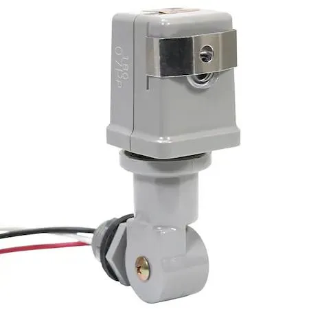 Gray polycarbonate photocontrol timer with half-inch threaded mount