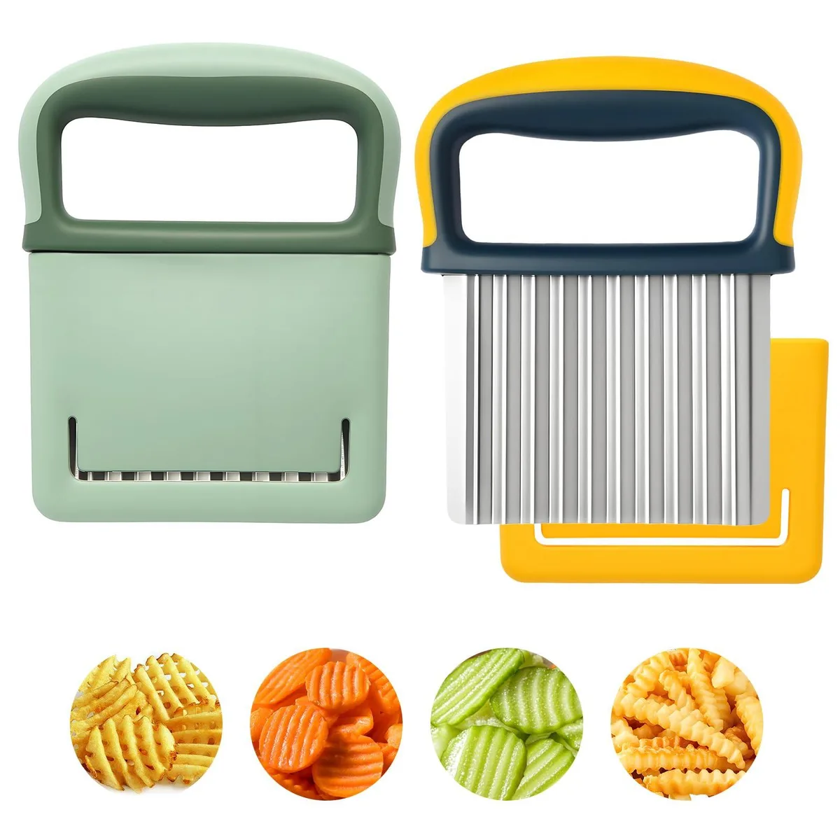 Paoeyrb Crinkle Cutter 2-Pack Green Yellow 430 Stainless .28lb — product photo
