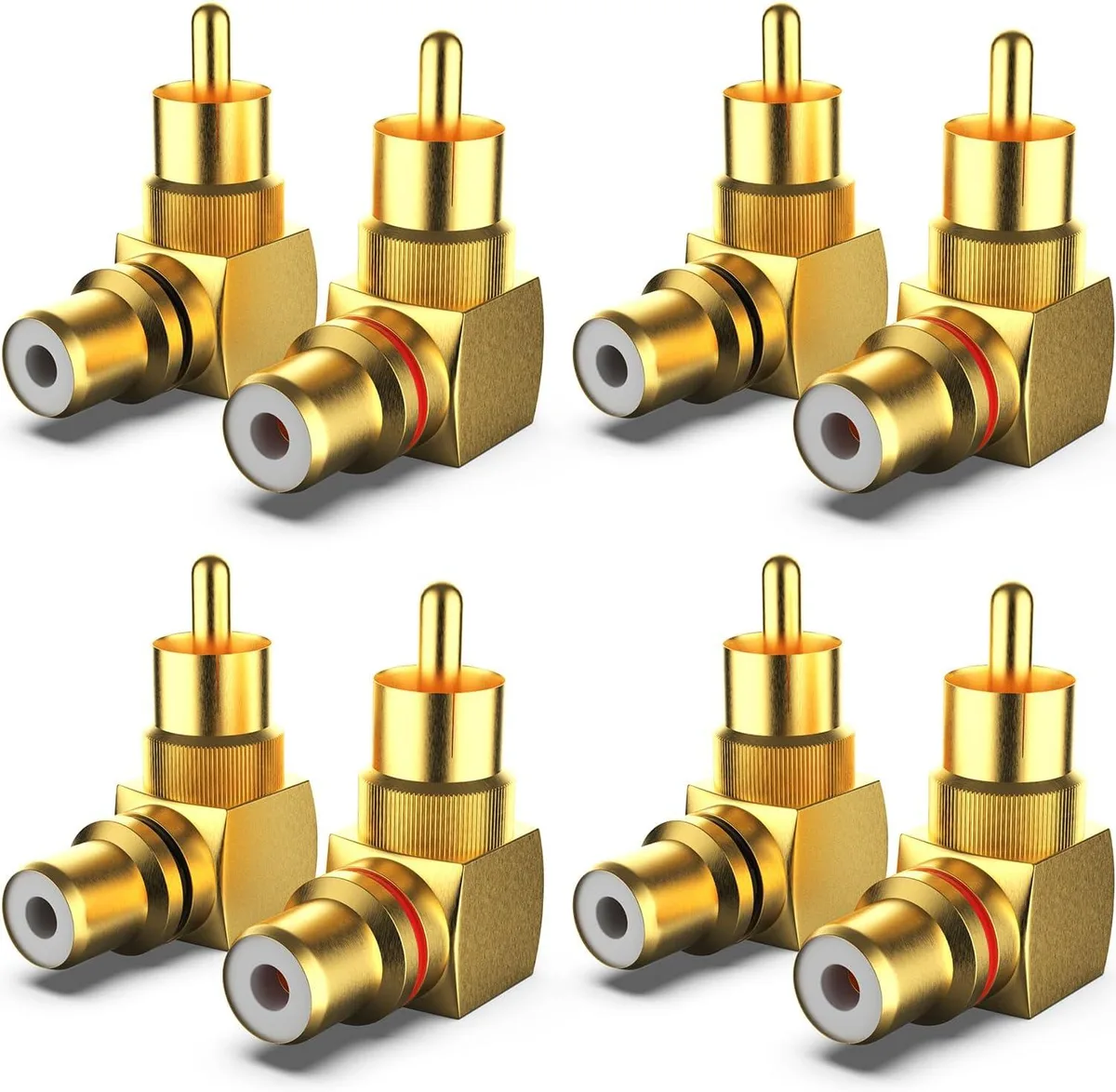 Boxwave Boxwave 8-Pack RCA Right Angle Adapter 90 Degree Male to Female (4 Black + 4 Red) — product photo
