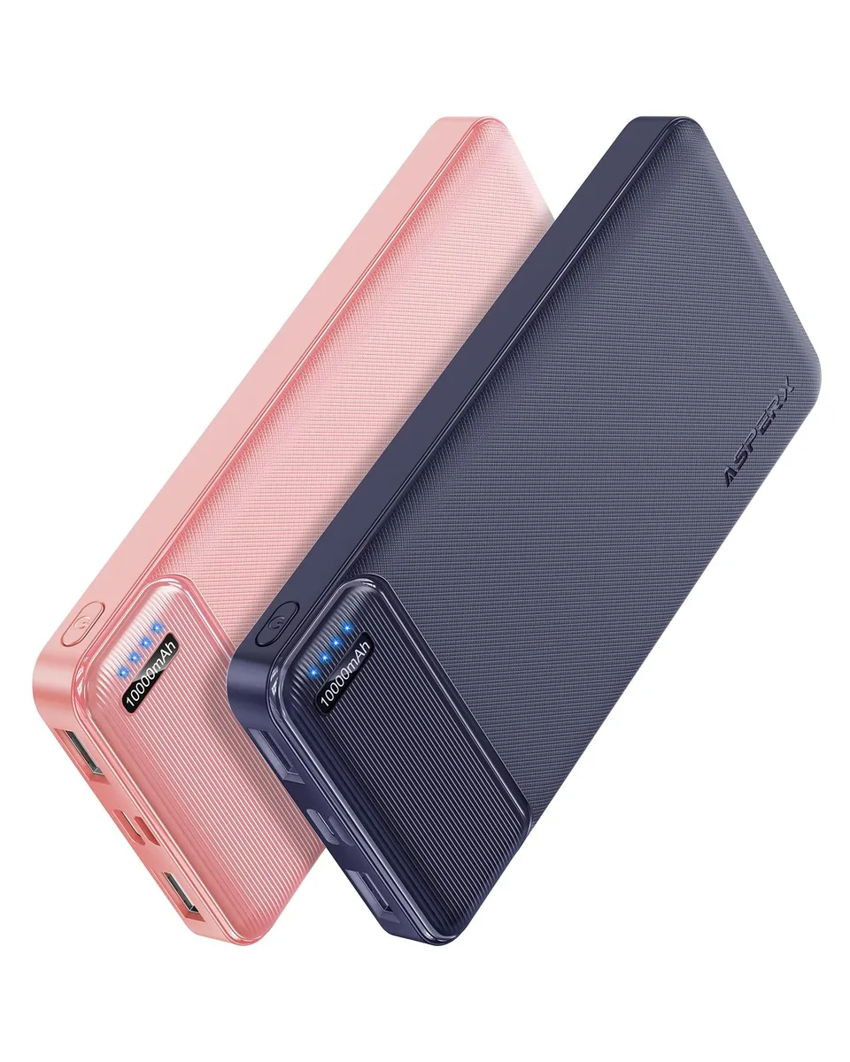 AsperX HYG003 10000mAh power bank 2-pack pink navy blue — product photo