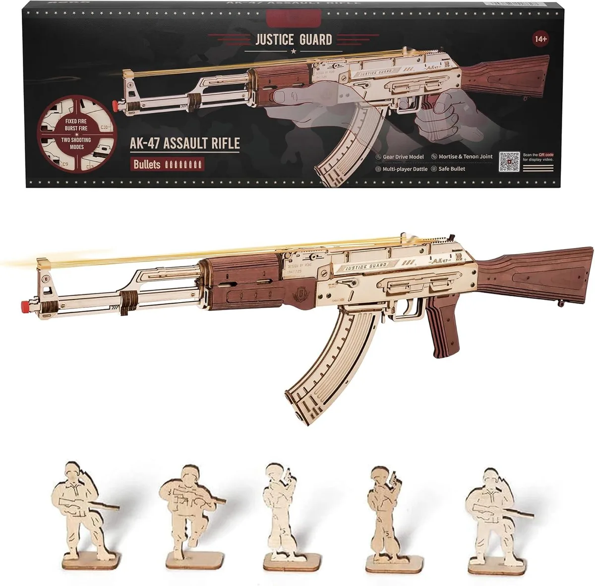 ROKR ROKR AK47 0.8:1 Scale Wooden Stem Toy 315 Parts 12 Bands Age 14 — product photo