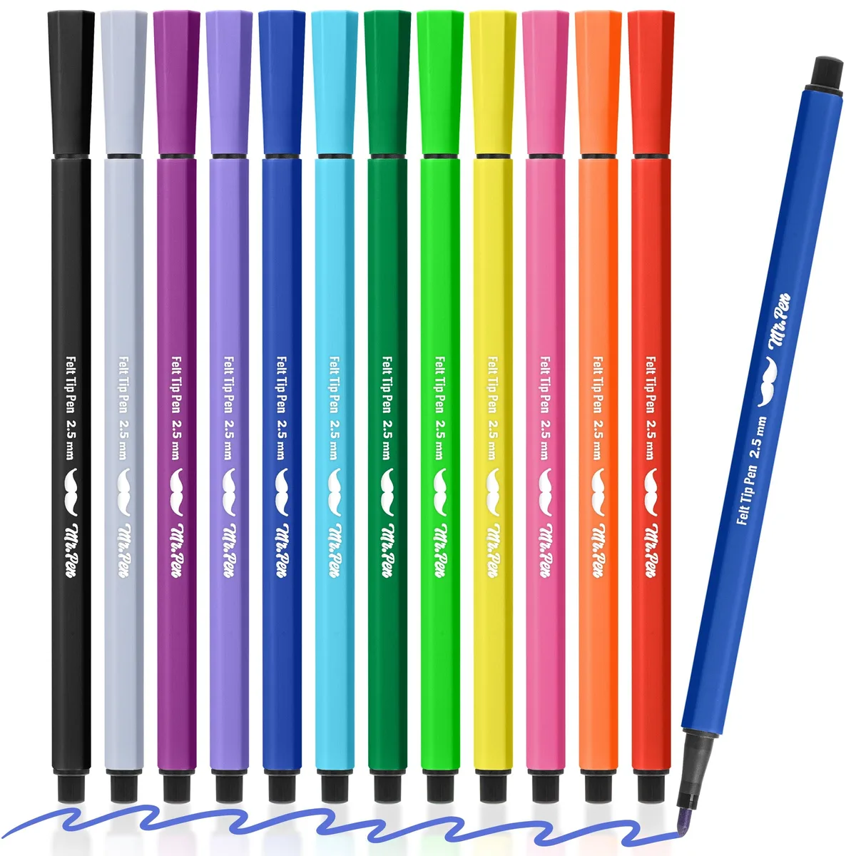  Mr. Pen Felt Tip Markers, Assorted Colors, 12 Pack, 2.5 mm — product photo