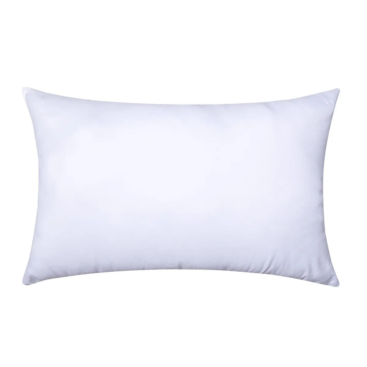 White rectangular pillow insert 12 by 20 inches smooth brushed fabric cover