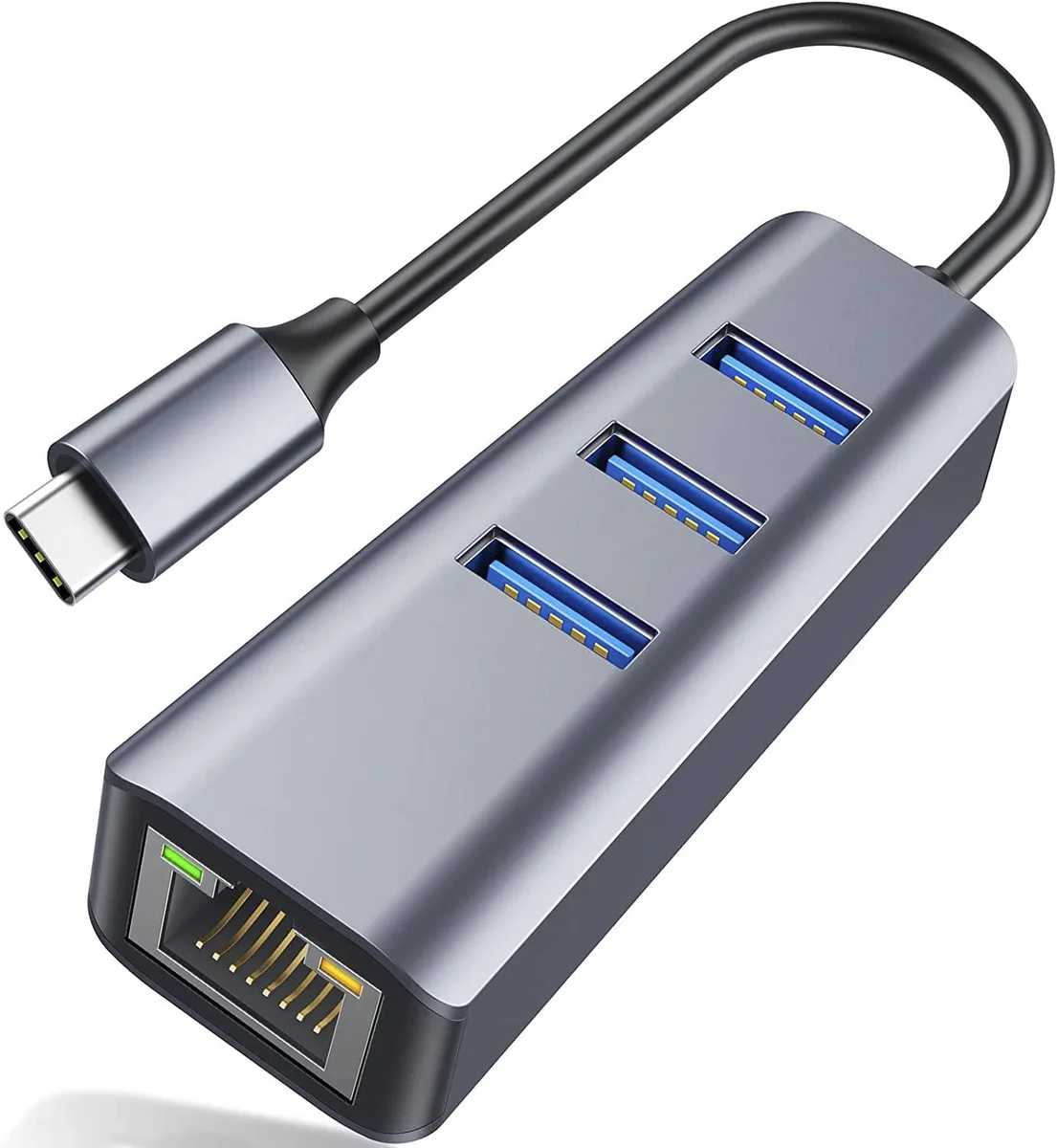 Corn Electronics Corn Electronics USB C to Ethernet Adapter 4-in-1 Gray 175mm — product photo