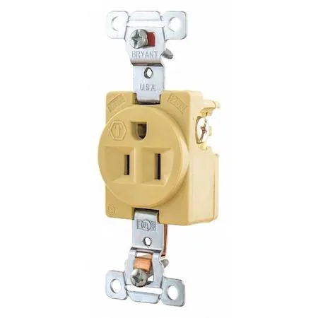 Ivory nylon flush-mount receptacle, single gang, screw terminals