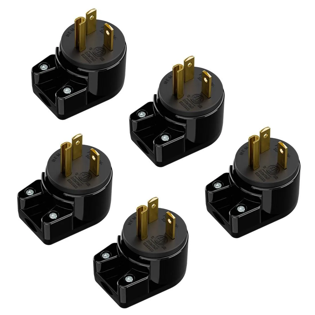 LORDWORLD LORDWORLD 5-Pack 20A 125V Nema 5-20P Right Angle Rotatable AC Plug — product photo