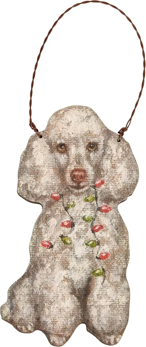 Primitives By Kathy Primitives By Kathy White Poodle Holiday Lights Stuffed Ornament — product photo