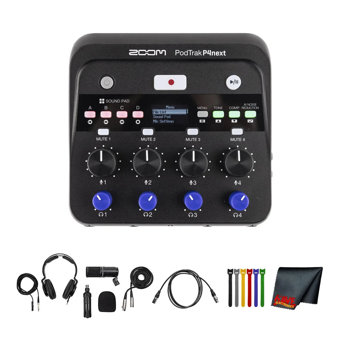 Zoom Zoom PodTrak P4next Bundle with ZDM-1 Mic and Headphones — product photo