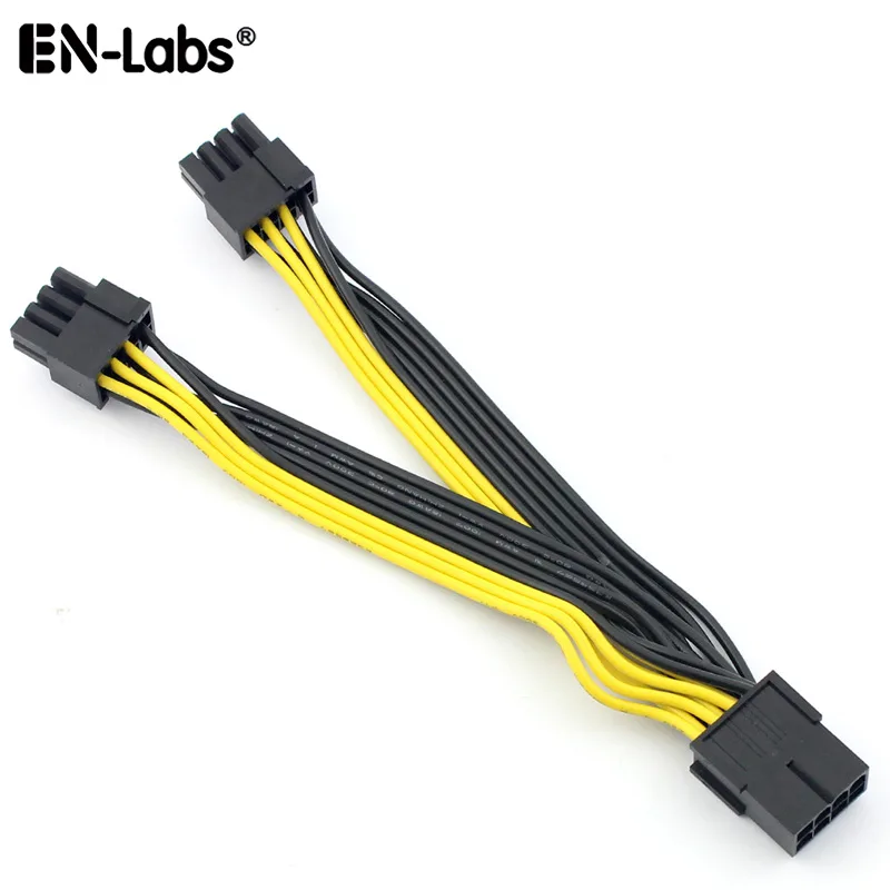 EN-Labs EN-Labs PCIE8PSPL8P6IN 6 inch PCIe 8pin to 2 x 8pin(6+2) splitter internal power cable — product photo