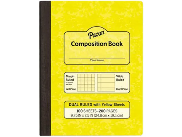 Yellow composition book, 100 sheets, paper cover