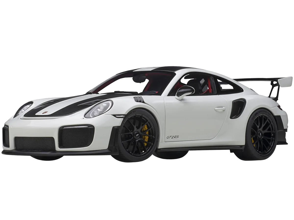 Autoart Autoart Porsche 911 (991.2) GT2 RS Weissach Package White with Carbon Stripes 1/18 hobby collectible — product photo