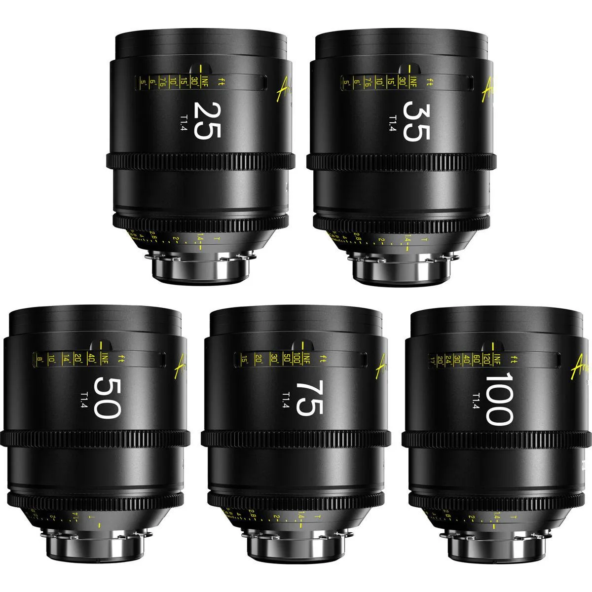 DZOFILM DZOFILM Arles Prime Cine 5-Lens Kit PL Mount T1.4 25 35 50 75 100mm — product photo