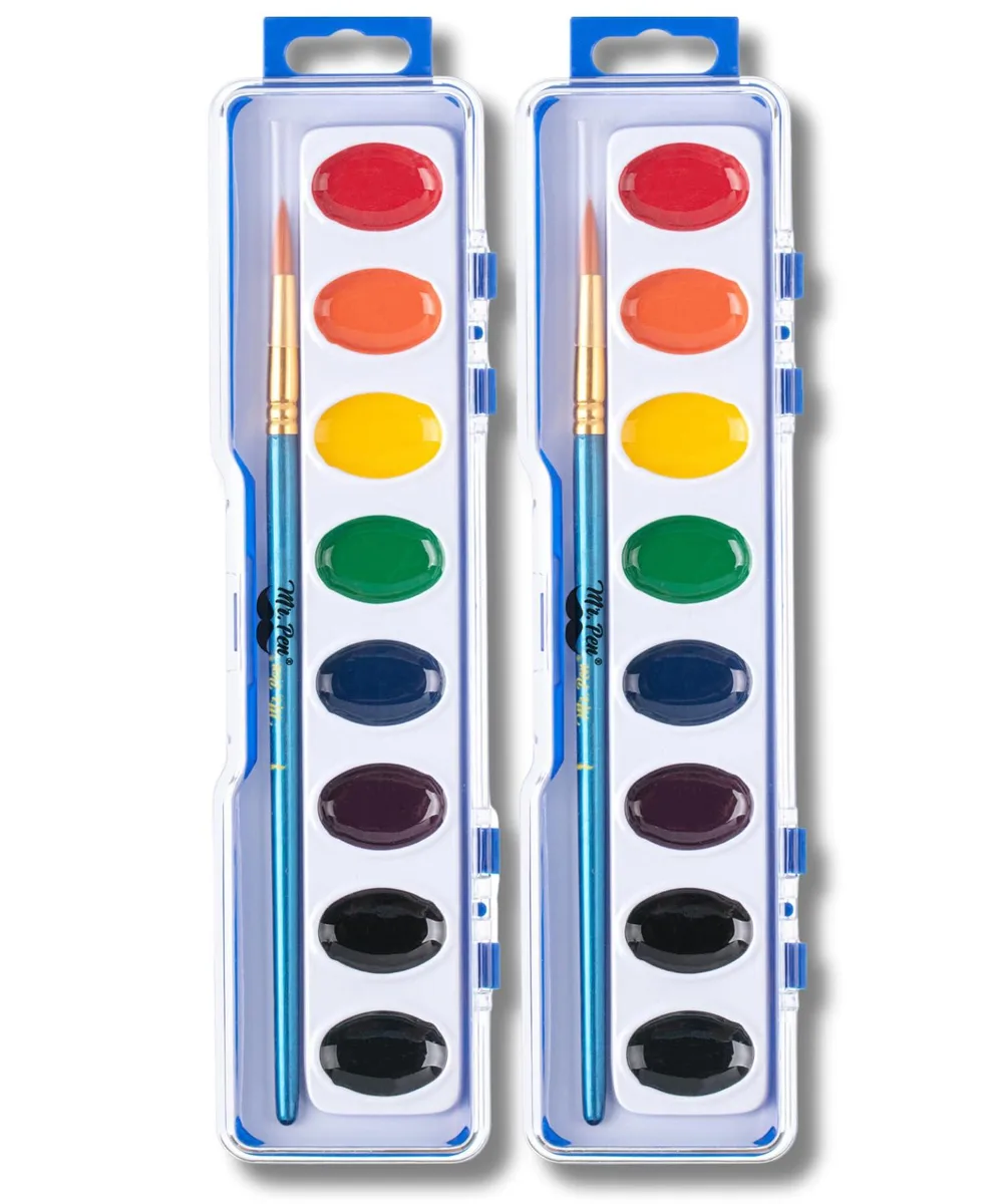 Mr. Pen WCFK02M137 Washable Watercolors 2 Pack 8 Colors with Brush — product photo