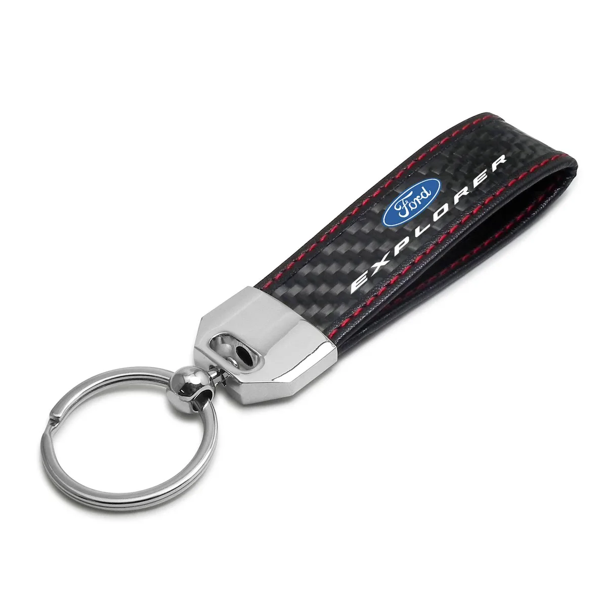 iPick Image, LLC iPick Image, LLC Ford Explorer Carbon Fiber Loop Strap Key Chain Red Stitching — product photo