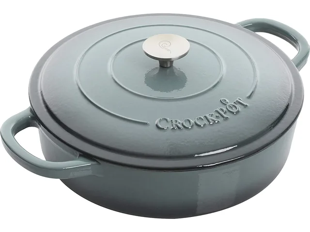 Crock-Pot Crock-Pot 112001.02 Artisan 5 Quart Enameled Cast Iron Braiser Pan Slate Grey cookware — toote foto