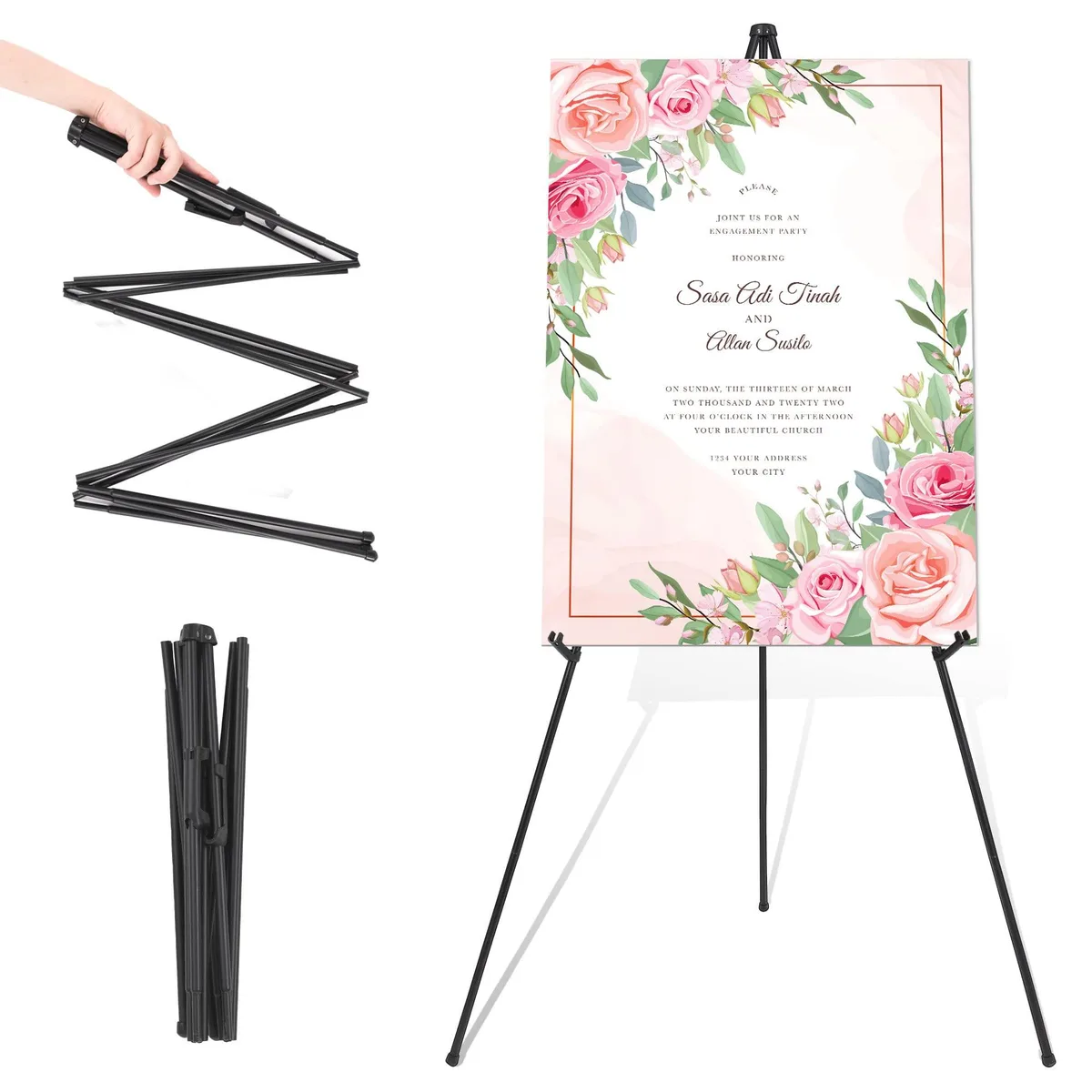  DDEAT 63" Adjustable Metal Easel Black 15.7 in Folded — product photo