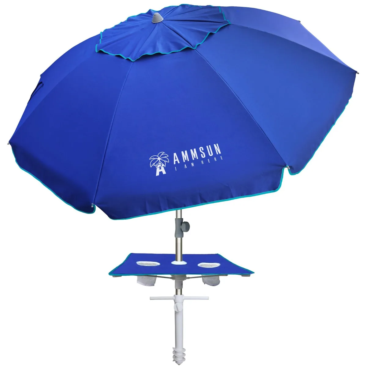 AMMSUN 7ft Beach Umbrella with Built-in Table Tray Navy — product photo