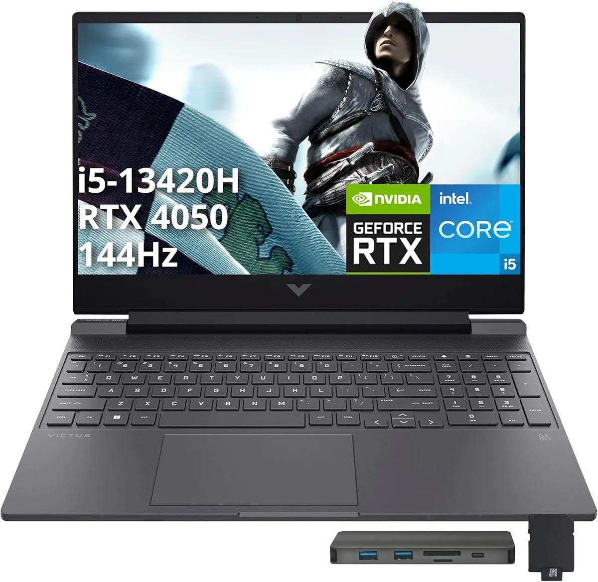 HP HP Victus gaming laptop 15.6" 144Hz i5-13420H 32GB 1TB RTX 4050 Mica Silver 256GB Docking — product photo