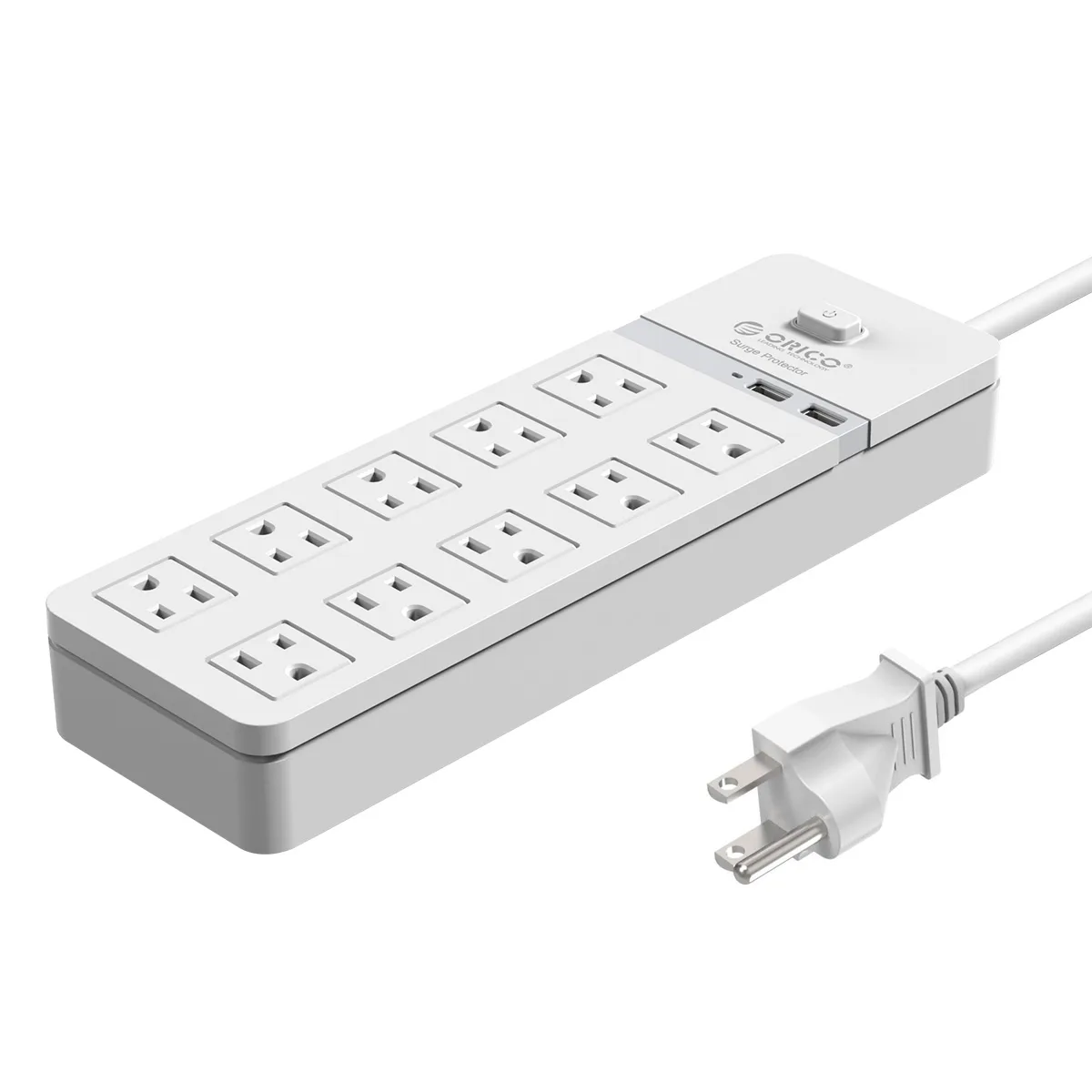 Orico Orico SPC-S10U2-WH 10 Outlet Surge Protector 2 USB White — product photo