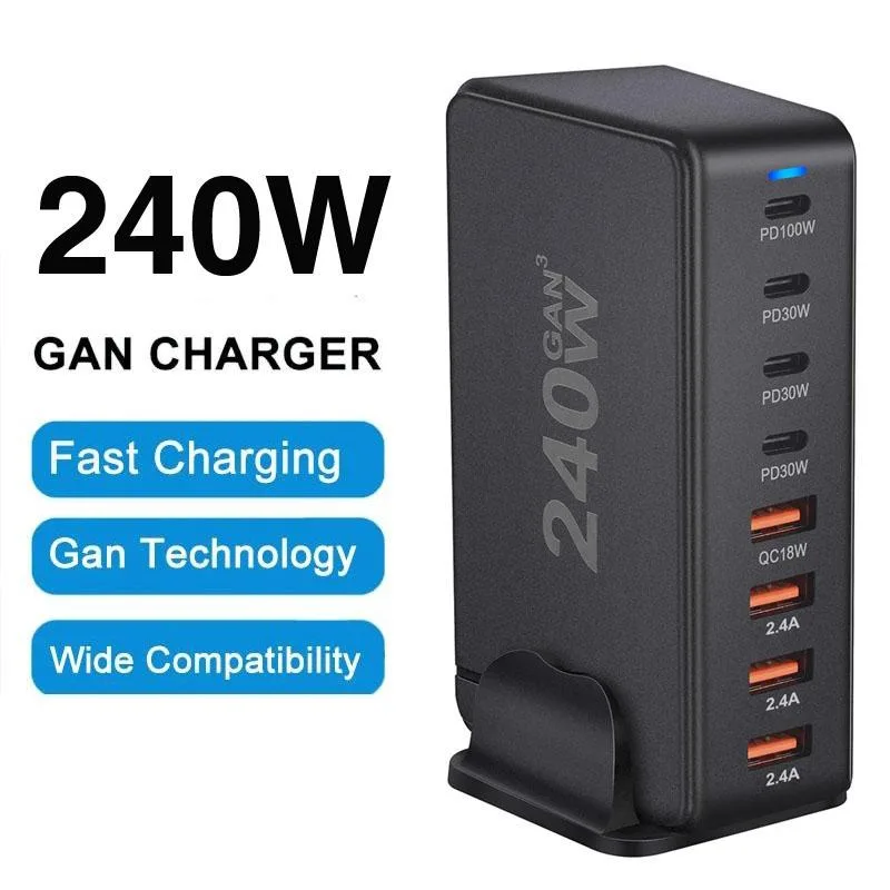 LUOM LUOM GAN240W 8-Port Desktop Charger 4C+4A 240W Black — product photo