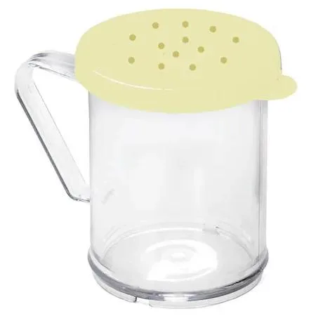 Clear plastic shaker with yellow lid, pack of 12