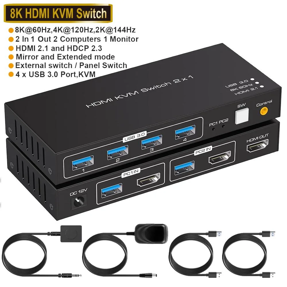 AUTYUE AUTYUE 2-port 8K@60Hz 4K@120Hz HDMI USB 3.0 KVM Switch — product photo