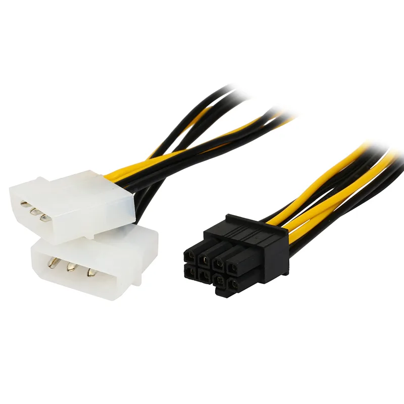 EN-Labs EN-Labs Dual Molex 4-pin to PCIe 8(6+2) pin 8 inch internal power cable — product photo